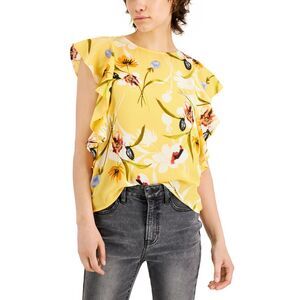 Tinsel Petite Printed Ruffled Top
